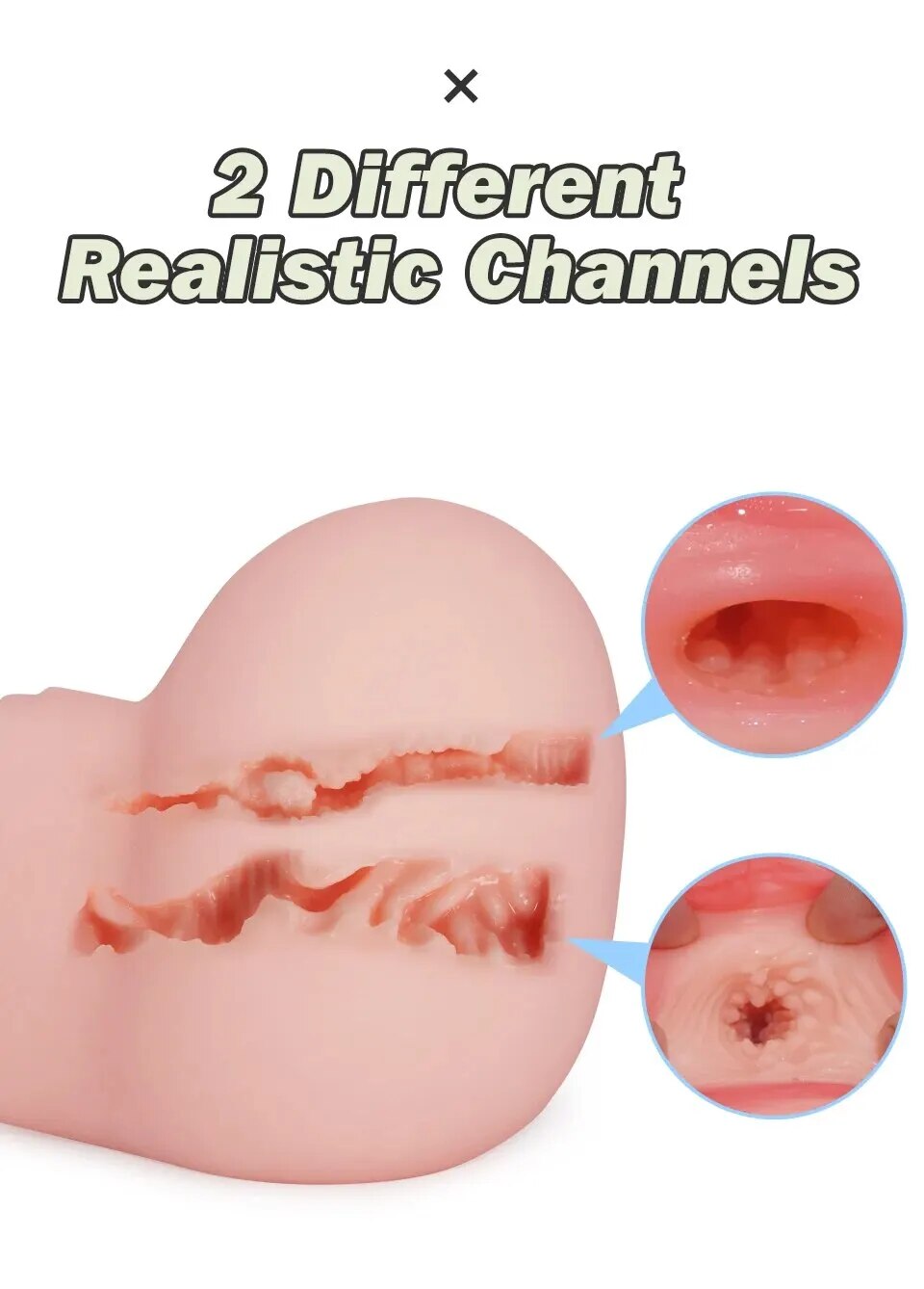 Mông giả 3D silicon nguyên khối cỡ lớn có lỗ âm đạo hậu môn