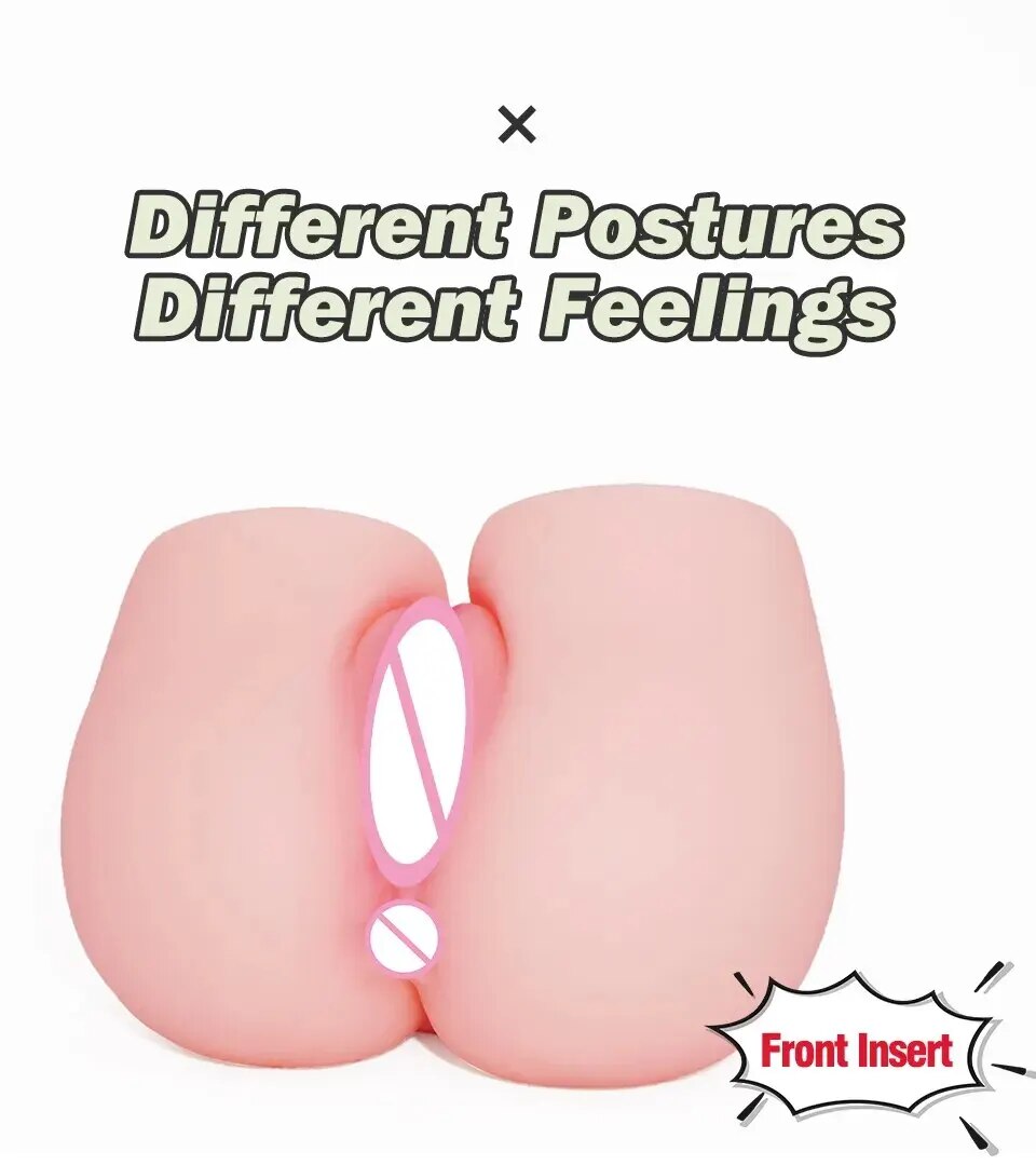 Mông giả 3D silicon nguyên khối cỡ lớn có lỗ âm đạo hậu môn