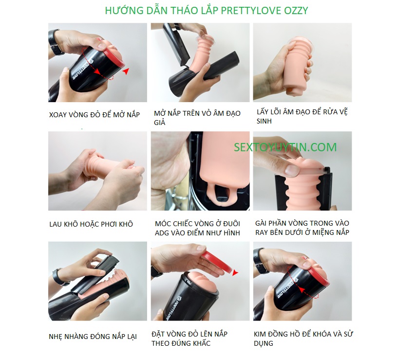 Âm đạo giả tự thụt Prettylove Ozzy silicon y tế rung