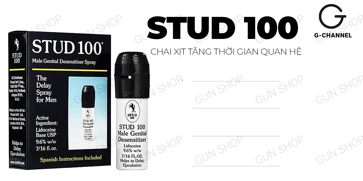 Địa chỉ bán Stud 100 chai xịt chống xuất tinh kéo dài thời gian 13ml chính hãng