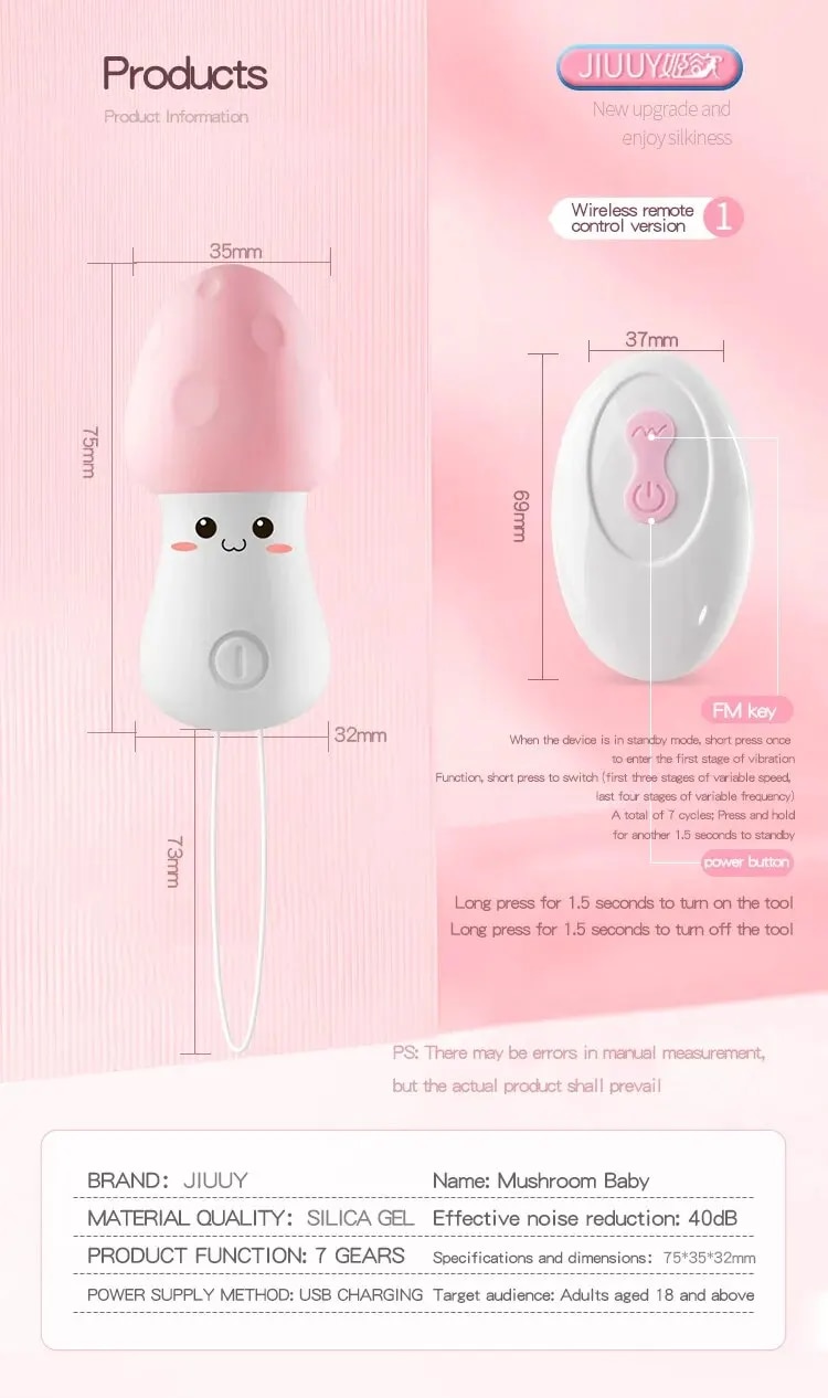 Chày rung không dây mini hình nấm điều khiển từ xa silicon