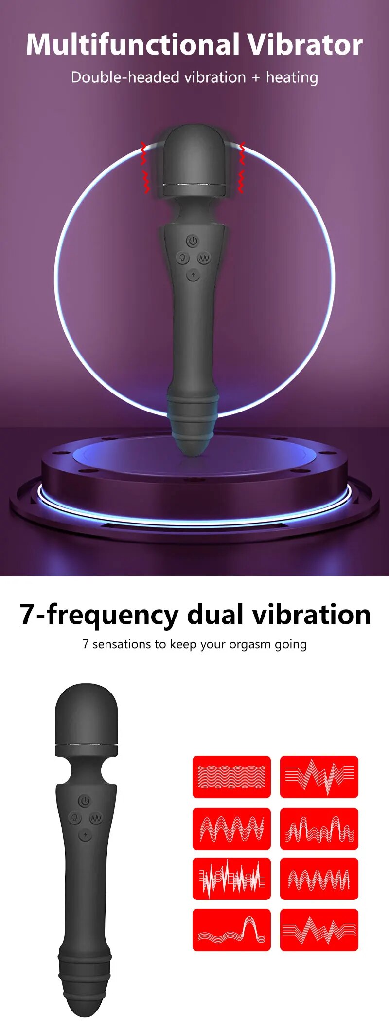 Thông tin Chày rung tình yêu 2 đầu AV Stick pemijat Dildo rung toả nhiệt massage điểm G giá sỉ