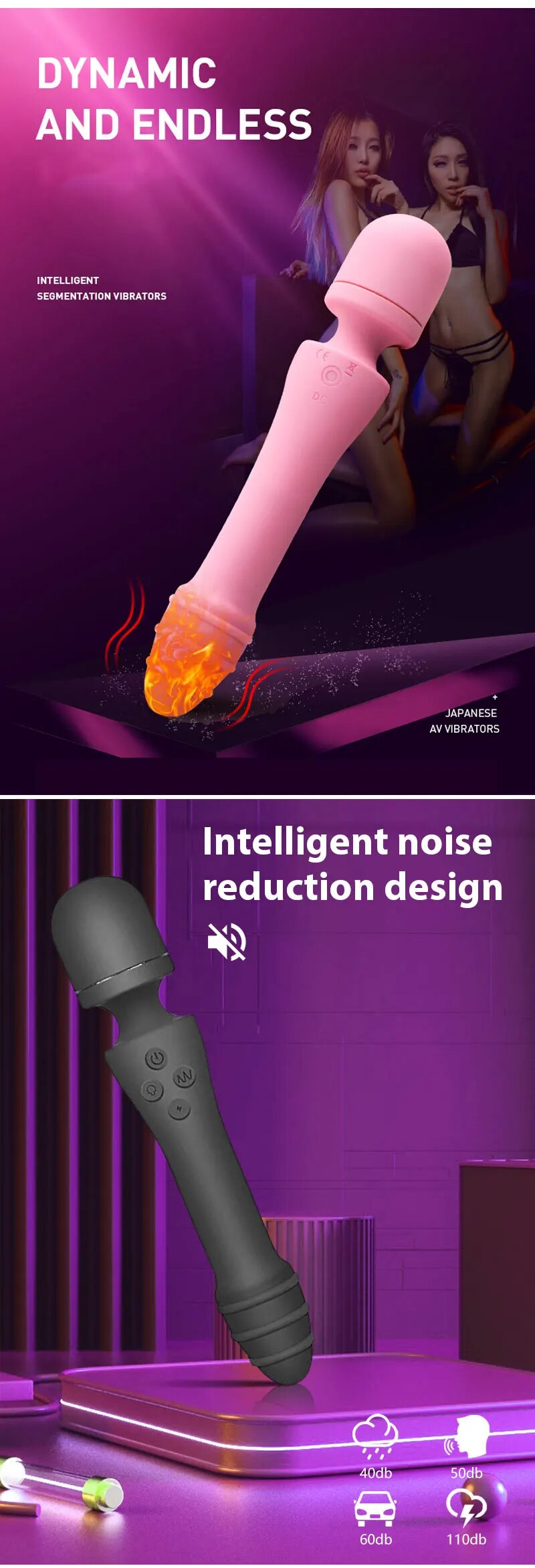 Thông tin Chày rung tình yêu 2 đầu AV Stick pemijat Dildo rung toả nhiệt massage điểm G giá sỉ