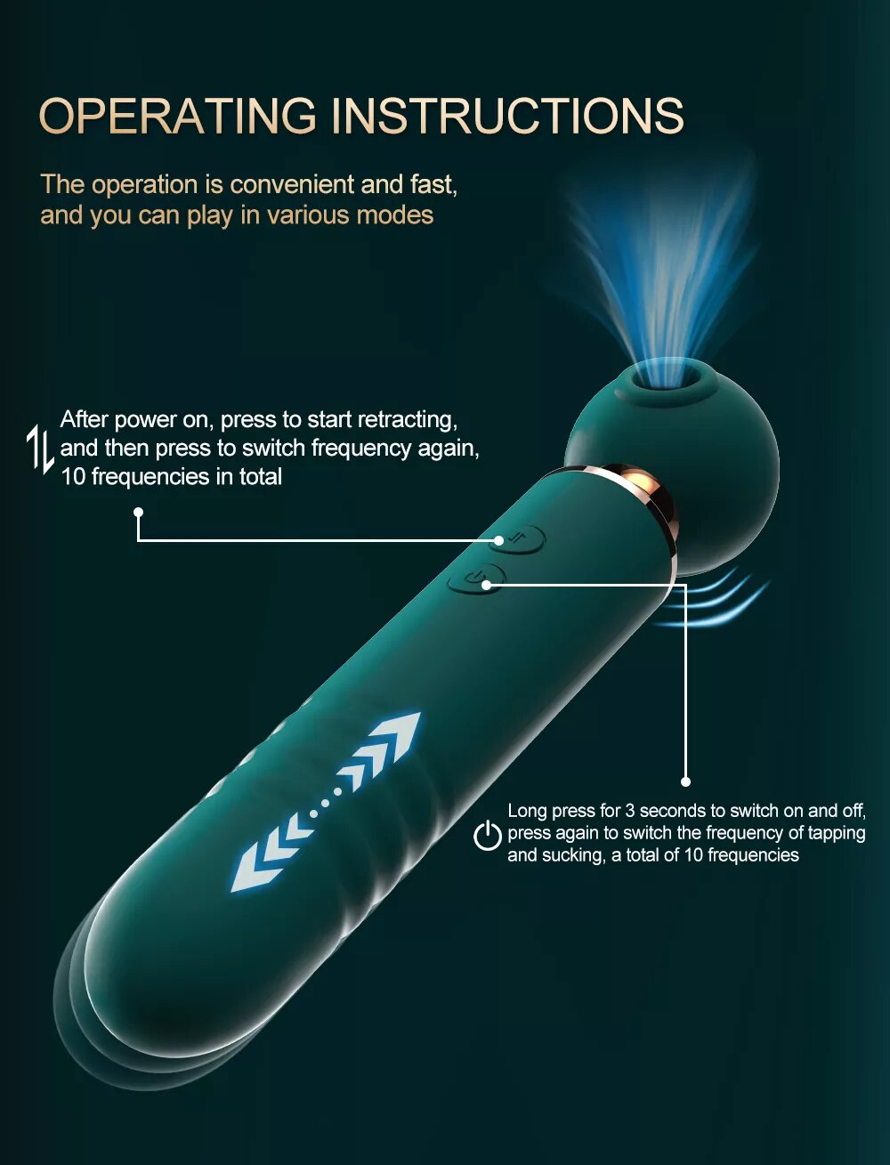 Chày rung tình yêu 3 in 1 massage thổi hút 10 chế độ êm ái