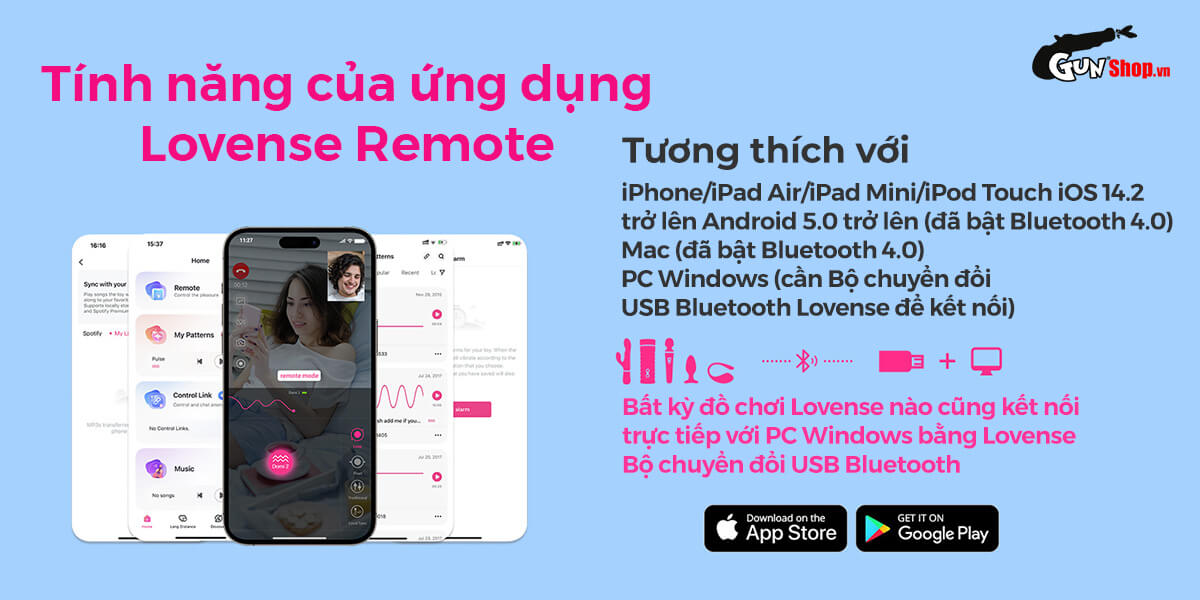 Chày rung Lovense Domi 2 không dây app điều khiển rung mạnh