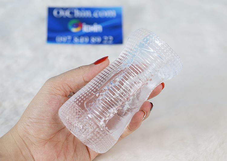 Cốc thủ dâm trong suốt 2 đầu nhỏ gọn silicone cao cấp tiện lợi