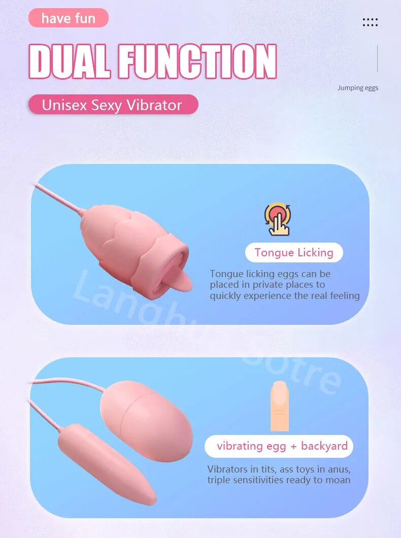 Trứng rung tình yêu Jiuuy 3 in 1 lưỡi liếm rung điều khiển từ xa