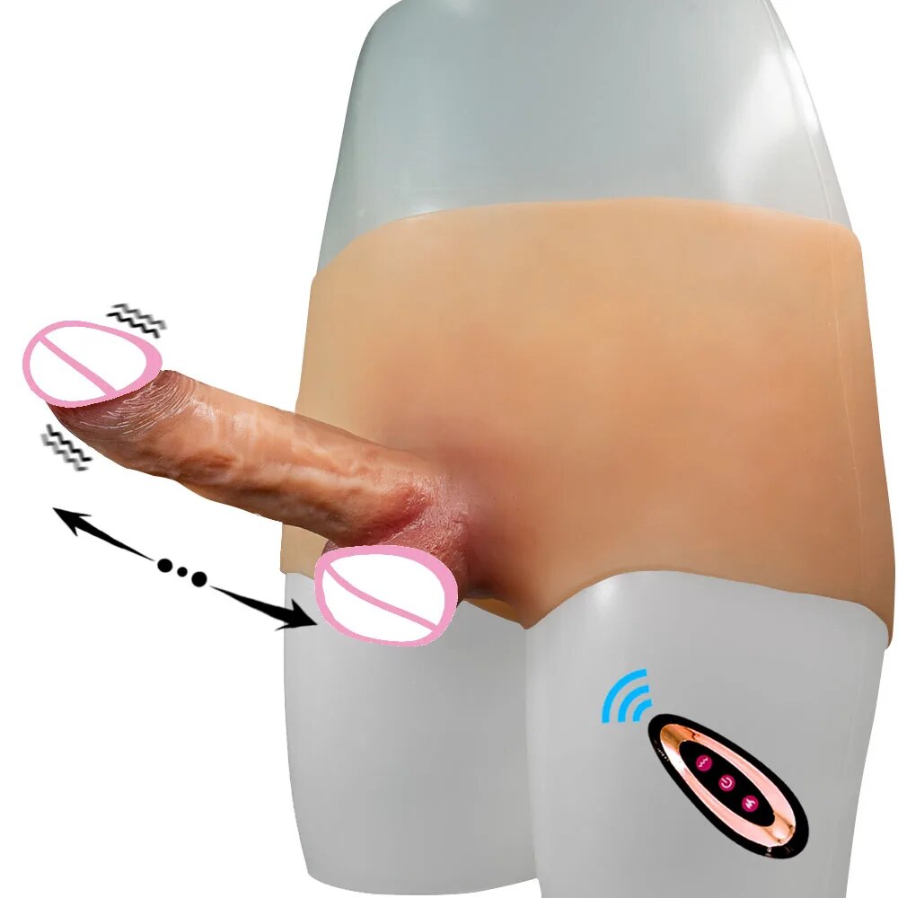 Quần lót silicon dương vật giả rung thụt điều khiển từ xa kích thích