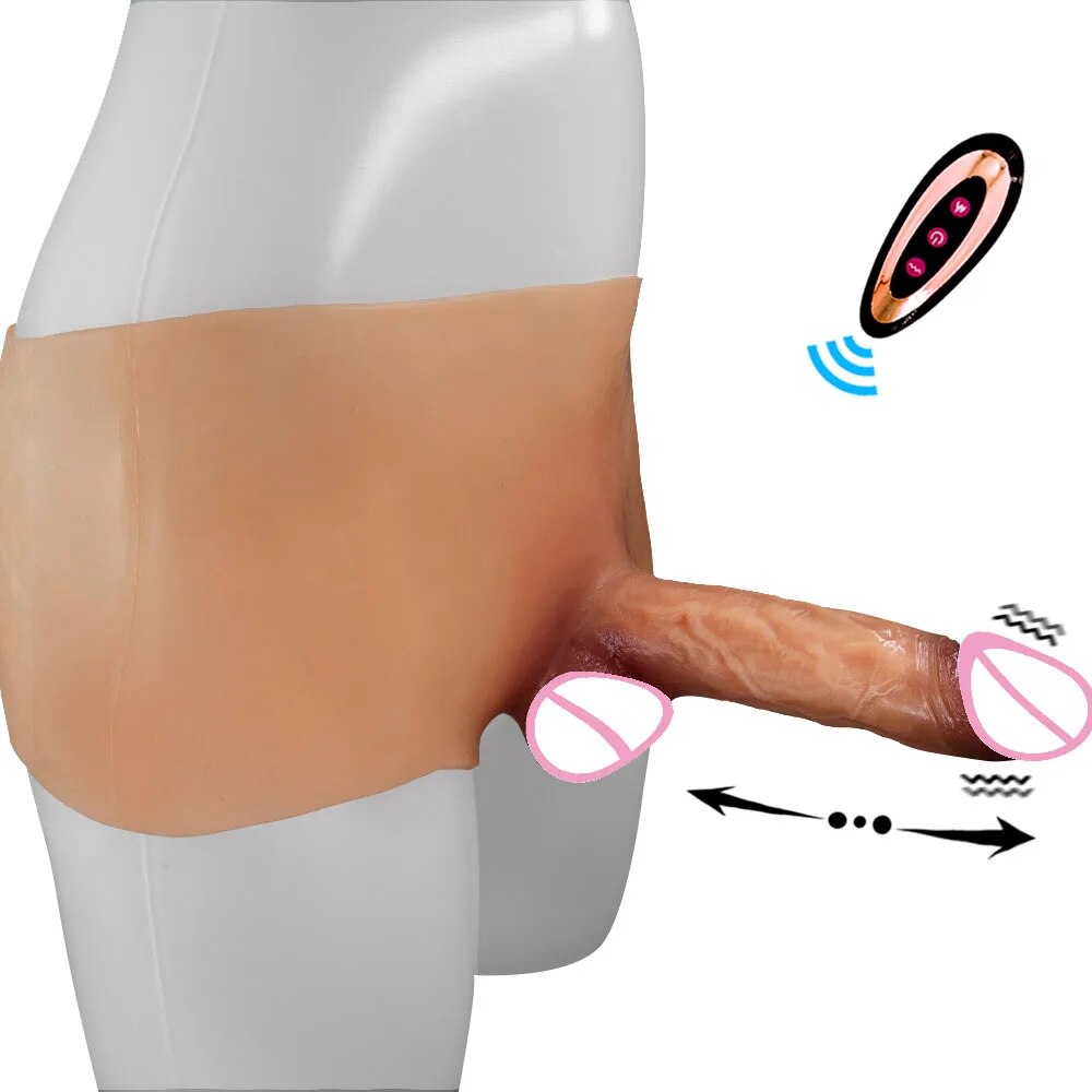 Quần lót silicon dương vật giả rung thụt điều khiển từ xa kích thích