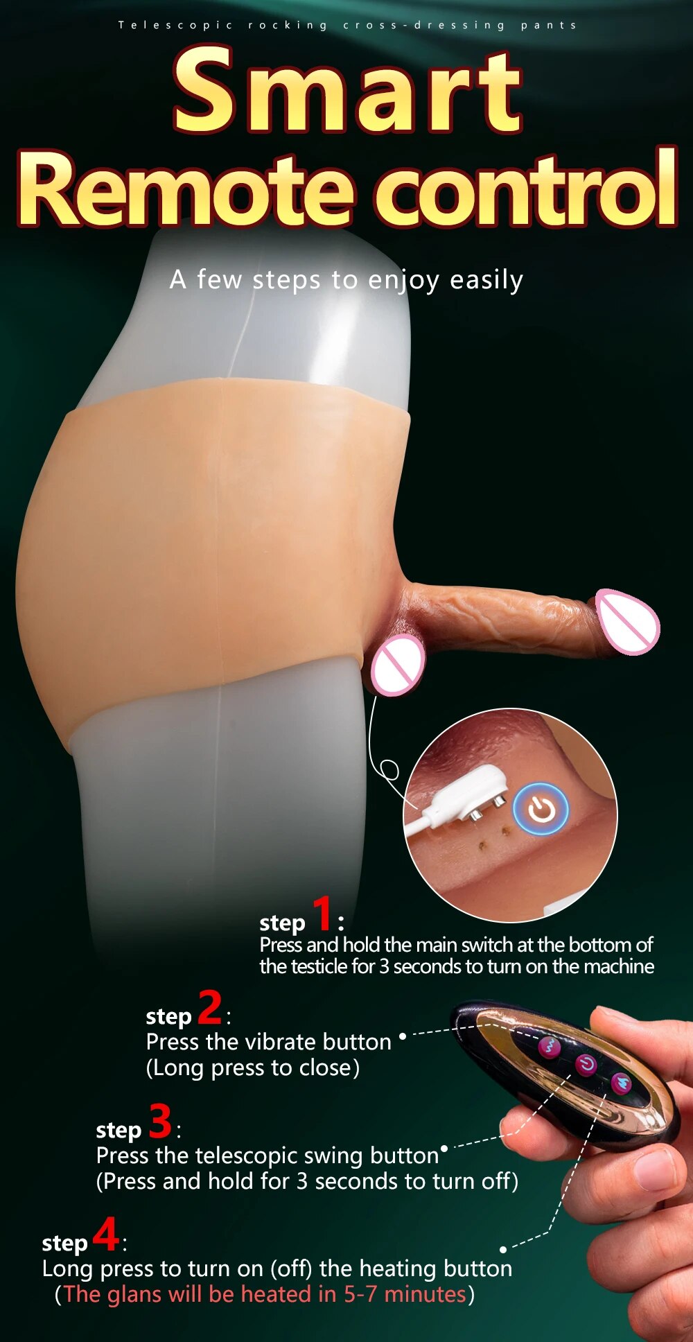 Quần lót silicon dương vật giả rung thụt điều khiển từ xa kích thích