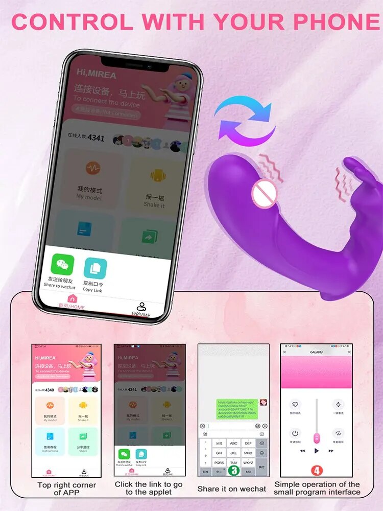 Dương vật giả Mirea tai thỏ Bluetooth app điều khiển hiện đại