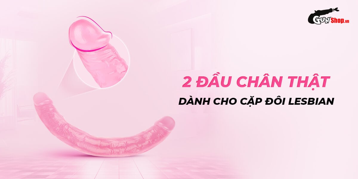 Dương vật giả 2 đầu Chisa Hi-Rubber 12.8 Inch Hồng Siêu Mềm Mịn An Toàn