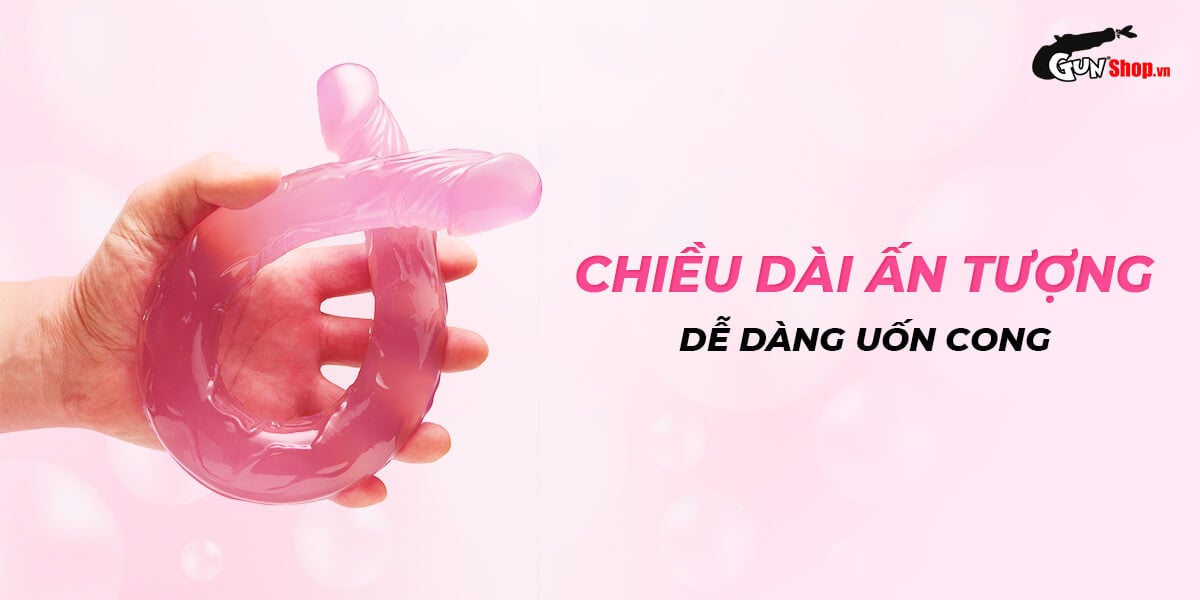 Dương vật giả 2 đầu Chisa Hi-Rubber 12.8 Inch Hồng Siêu Mềm Mịn An Toàn