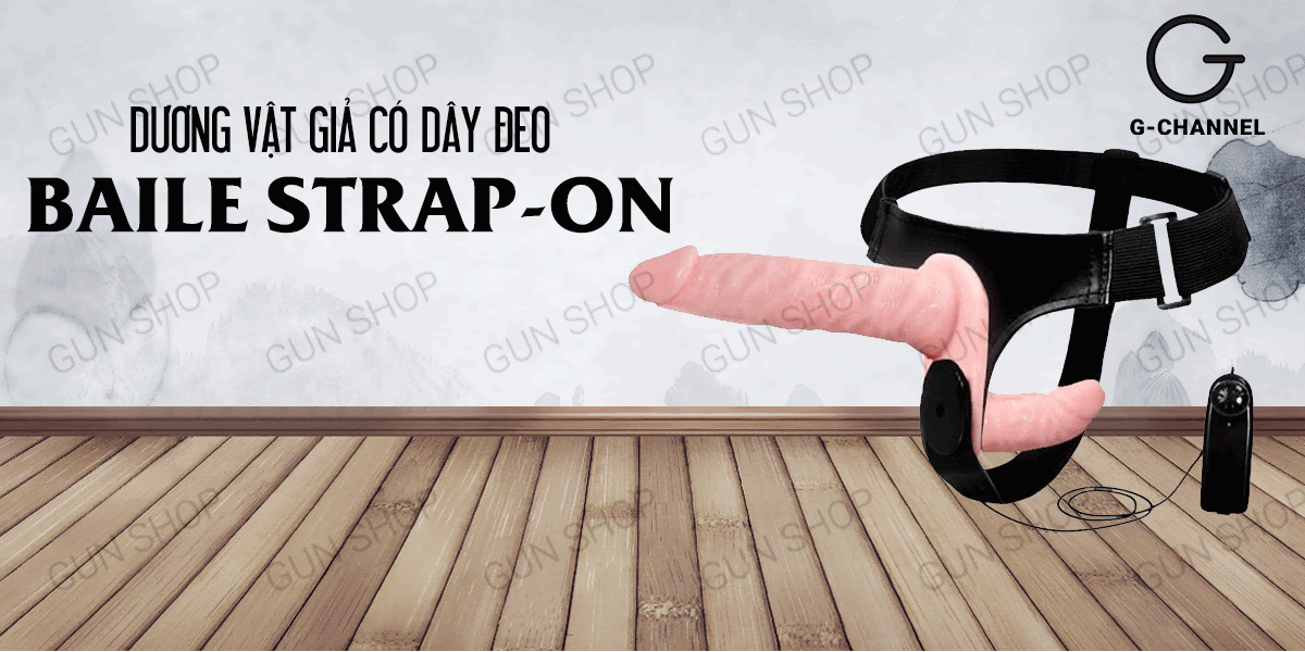 Dương vật giả rung quai đeo 2 đầu có pin Baile Strap-on hot