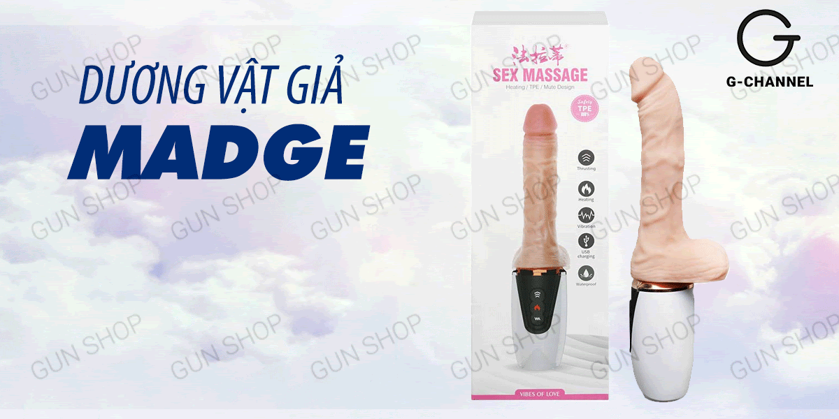 Dương vật giả Dibe rung thụt tỏa nhiệt sạc USB siêu mềm mại