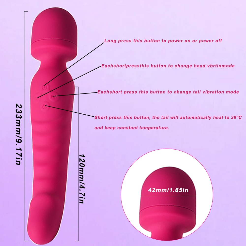 Chày rung Magic Wand 2 đầu kích thích điểm G, âm đạo cực mạnh