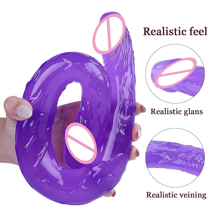  Nhập sỉ Dương vật giả 2 đầu trong suốt Double Dong sextoy cho les đồng tính Nữ mới nhất