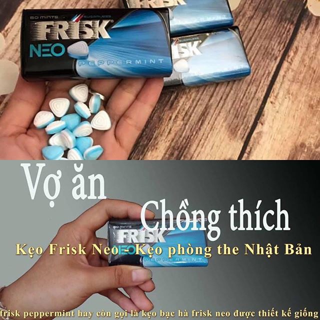 Frisk Neo Peppermint kẹo ngậm bạc hà Nhật Bản 50 viên hương tình yêu