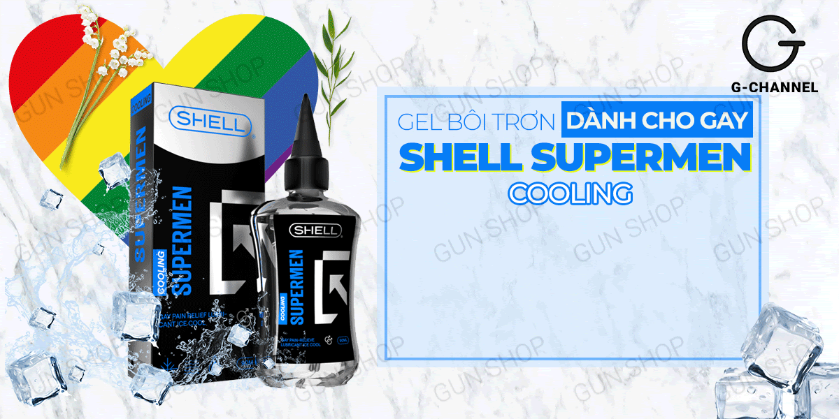 Gel bôi trơn hậu môn mát lạnh Shell Supermen Cooling 90ml, siêu mượt, tăng khoái cảm