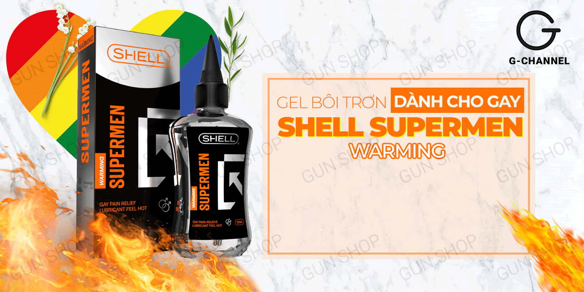 Gel bôi trơn nóng ấm Shell Supermen 90ml, tăng khoái cảm