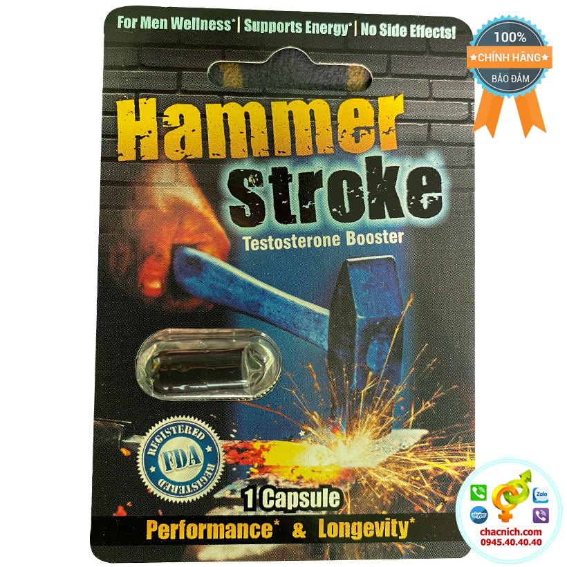 Viên uống Hammer Stroke tăng cường sinh lý nam, thảo dược Mỹ chính hãng
