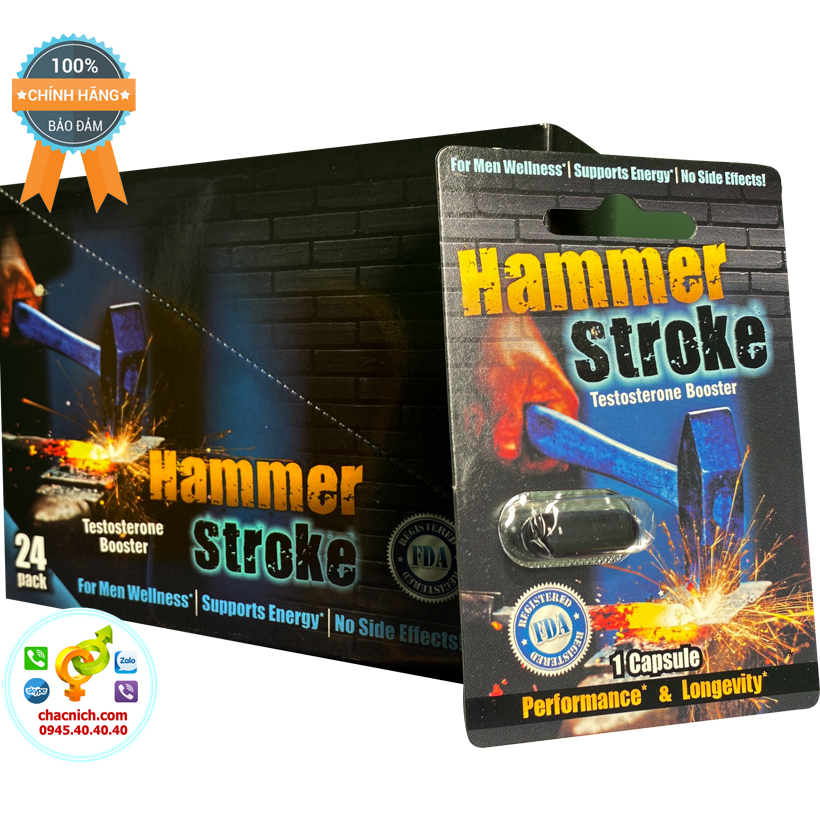 Viên uống Hammer Stroke tăng cường sinh lý nam, thảo dược Mỹ chính hãng