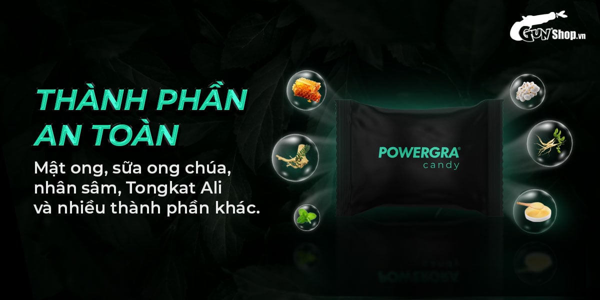 Kẹo bạc hà Powergra Mint Energy tăng cường sinh lý nam mạnh mẽ 10 viên
