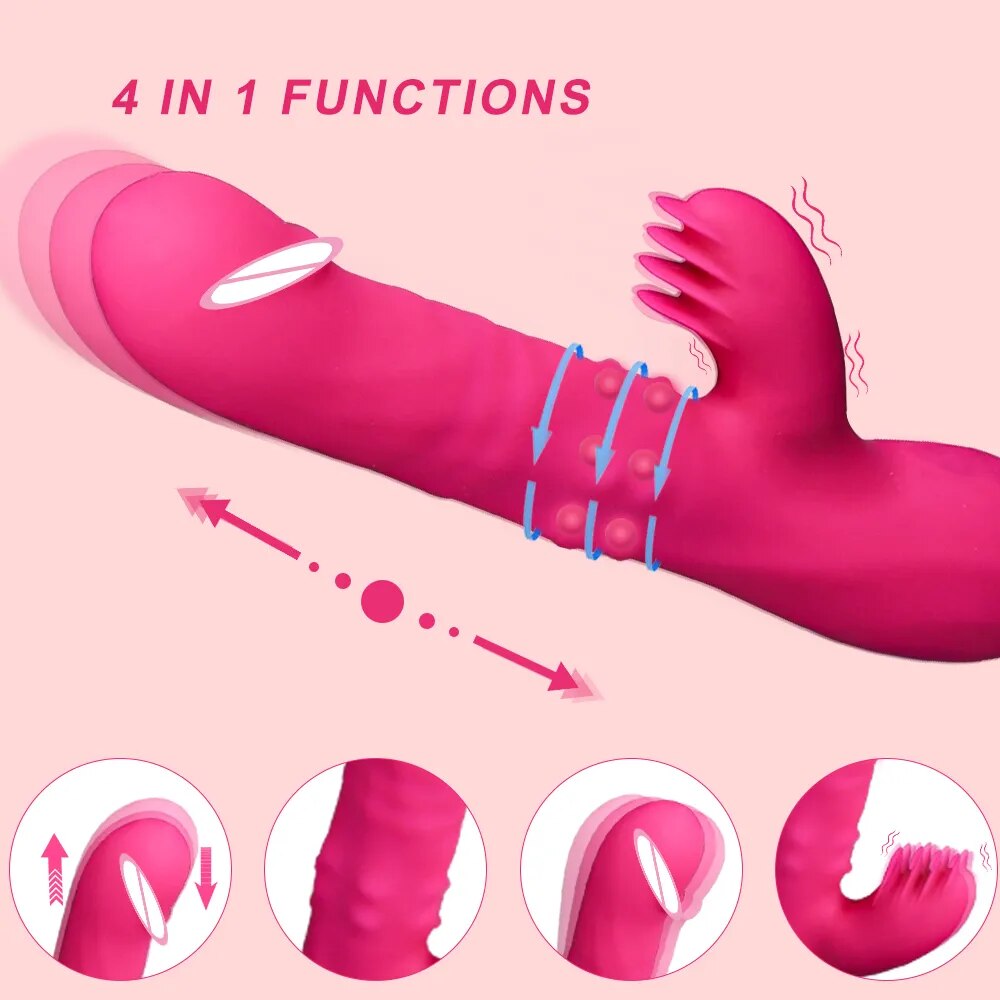 Dương vật giả rung thụt đa năng bi xoay kèm nhánh liếm siêu thực