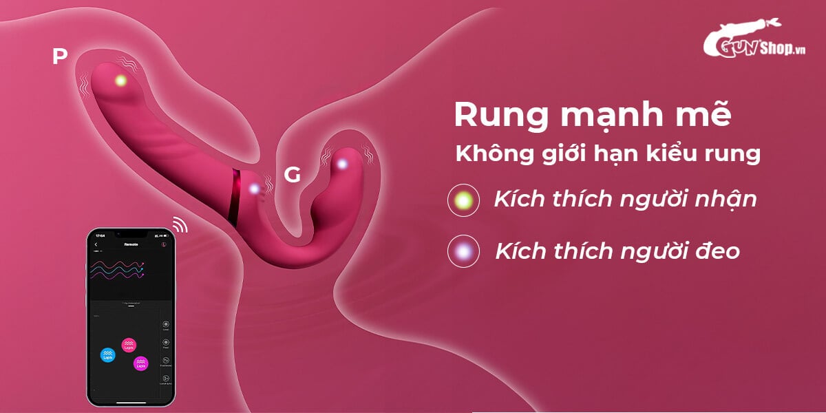 Dương vật giả 2 đầu Lovense Lapis điều khiển app cho Les