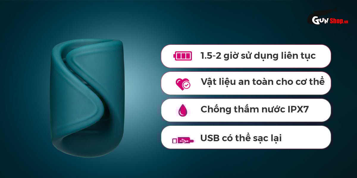 Vòng đeo dương vật Lovense Gush app tăng khoái cảm dễ dùng