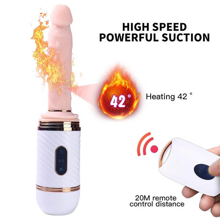 Dương vật giả Cyclone Fire rung thụt sưởi ấm điều khiển xa sạc USB