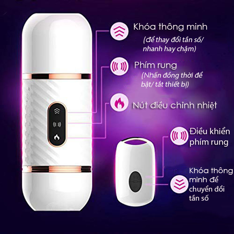 Dương vật giả Cyclone Fire rung thụt sưởi ấm điều khiển xa sạc USB