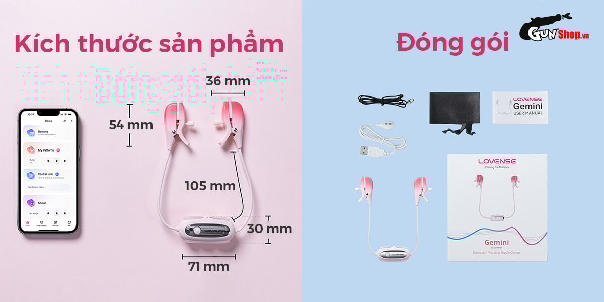 Lovense Gemini massage kẹp vú điều khiển app kích thích điểm G siêu mềm mại