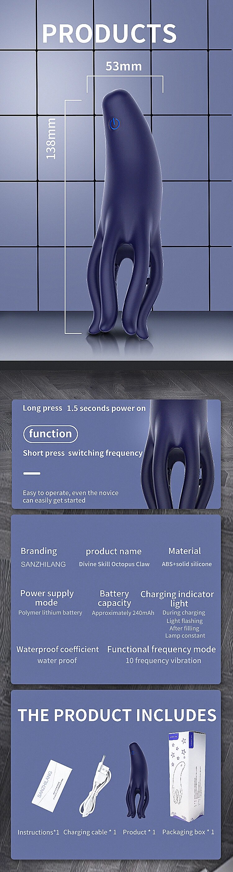 Máy massage bạch tuộc Heseks kích thích dương vật tăng cường cương cứng lâu bền