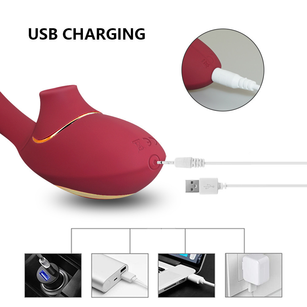 Máy rung bú hút 2 đầu silicon cao cấp kích thích điểm G cực khoái