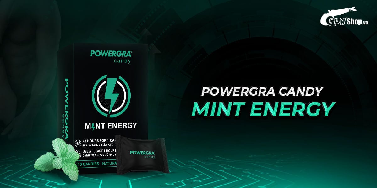Kẹo bạc hà Powergra Mint Energy tăng cường sinh lý nam mạnh mẽ 10 viên