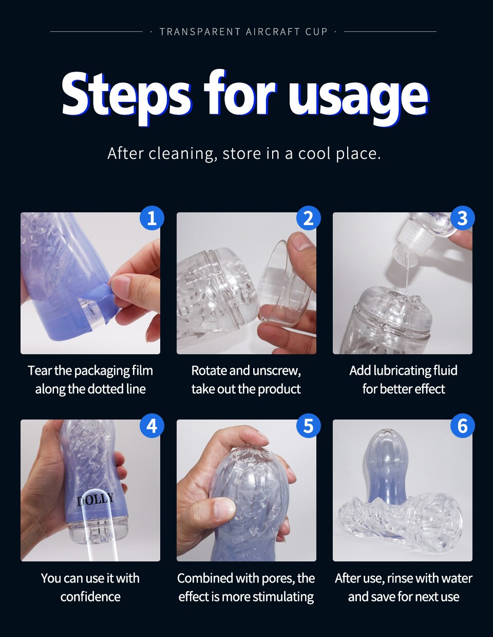 Cốc thủ dâm Dolly silicon trong suốt siêu mềm mại an toàn