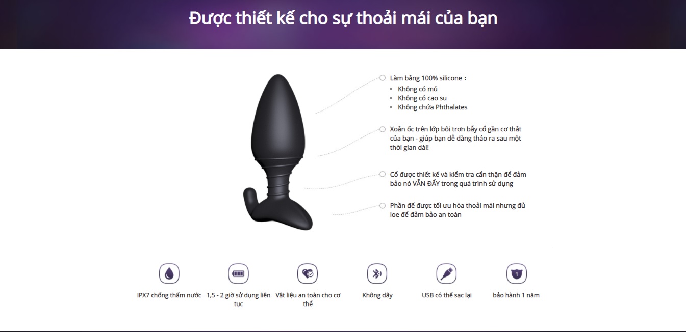 Phích Cắm Hậu Môn Rung Lovense Kết Nối Điện Thoại Chat Kích Thích Tuyến Tiền Liệt