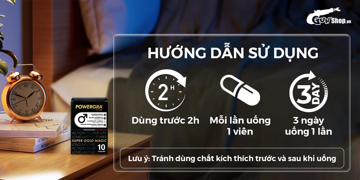 Powergra For Men Super Gold Magic 10 viên tăng cường sinh lý mạnh mẽ