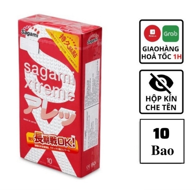 Bao Cao Su Sagami Xtreme Feel Long gân gai siêu mỏng hộp 10