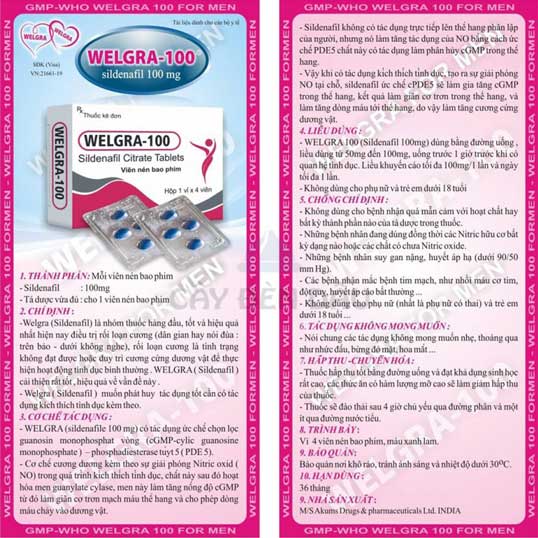 Nơi bán Viên uống cương dương ấn độ Welgra 100mg tăng cường sinh lý nam giới tốt nhất  giá sỉ