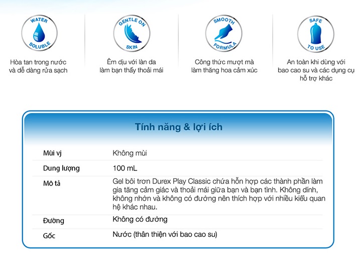 Gel bôi trơn Durex Play Classic 50ml an toàn mượt mà Gel bôi trơn Durex Play Classic 50ml an toàn mượt mà