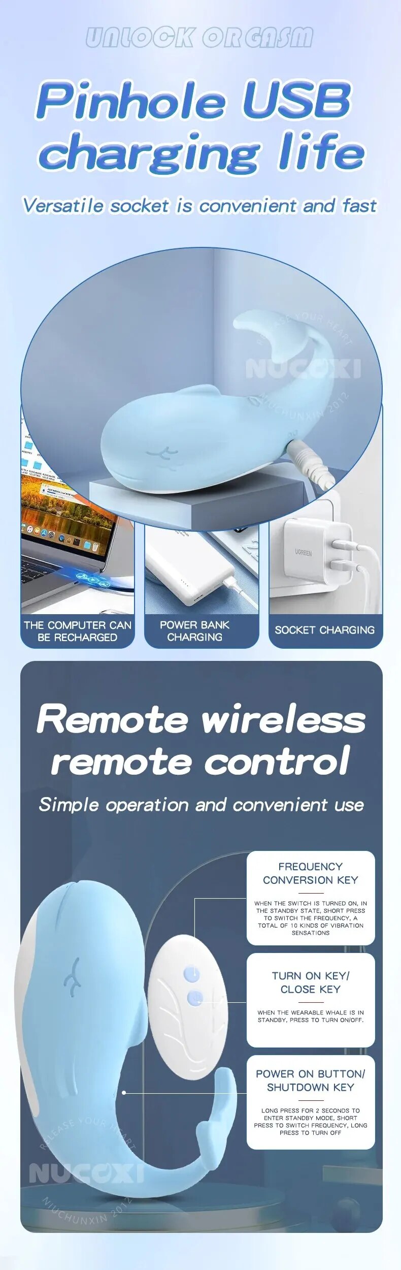 Trứng rung cá heo mini điều khiển từ xa siêu tiện lợi