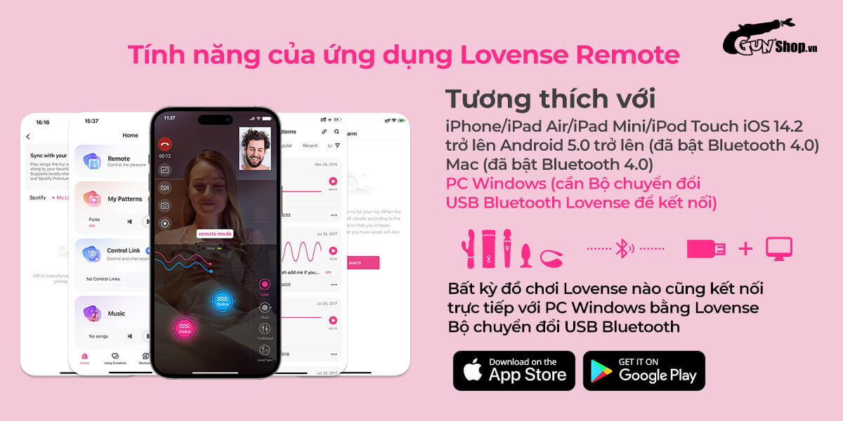 Trứng rung 2 đầu Lovense Dolce điều khiển app điện thoại tiện lợi