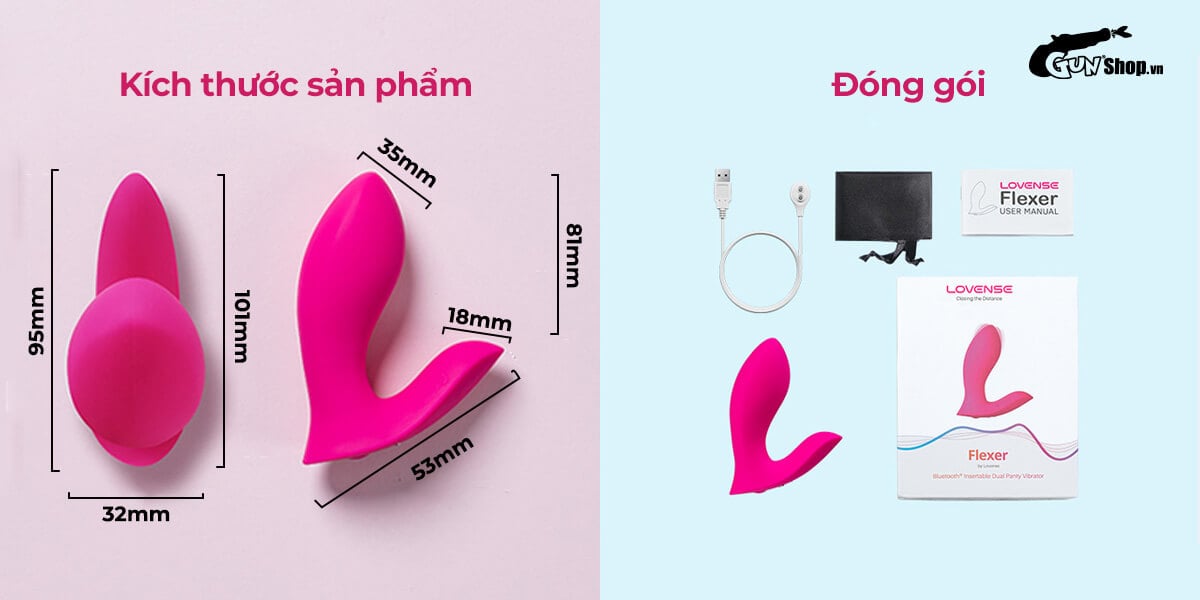 Lovense Flexer trứng rung 2 đầu điều khiển app tăng khoái cảm