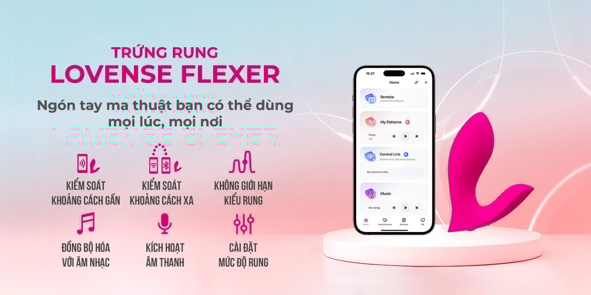 Lovense Flexer trứng rung 2 đầu điều khiển app tăng khoái cảm
