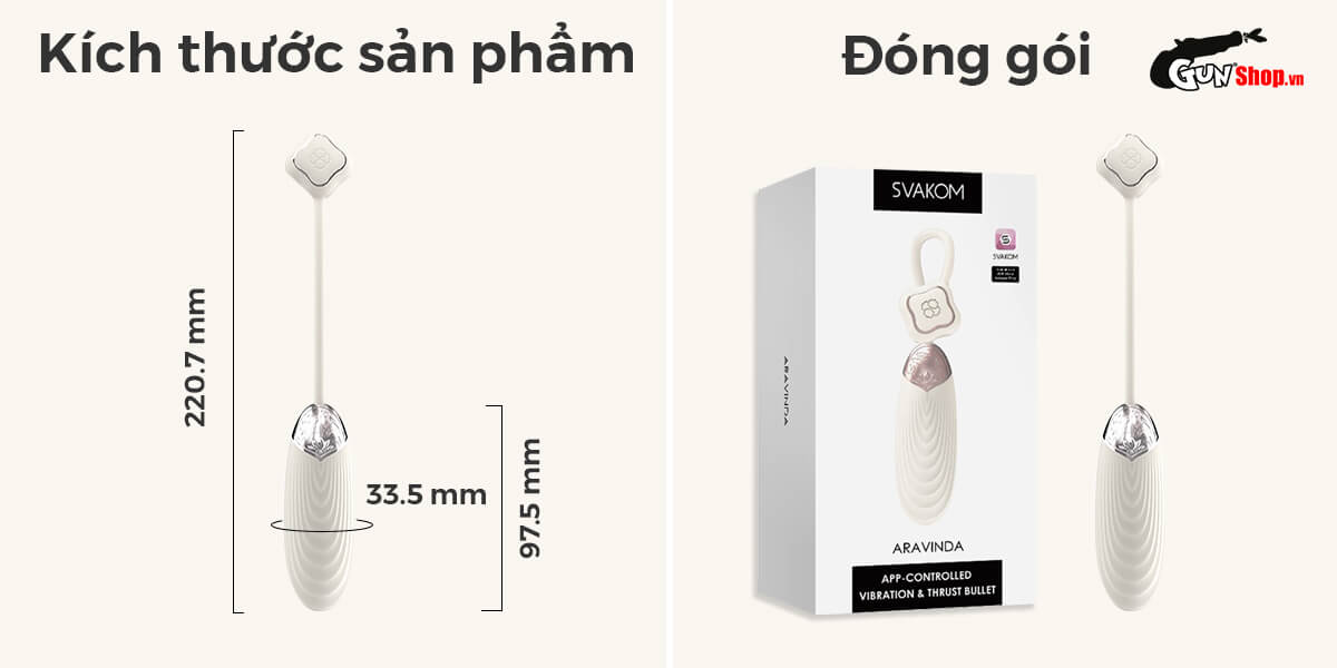 Trứng rung Svakom Aravinda Bluetooth cao cấp điều khiển app tiện lợi
