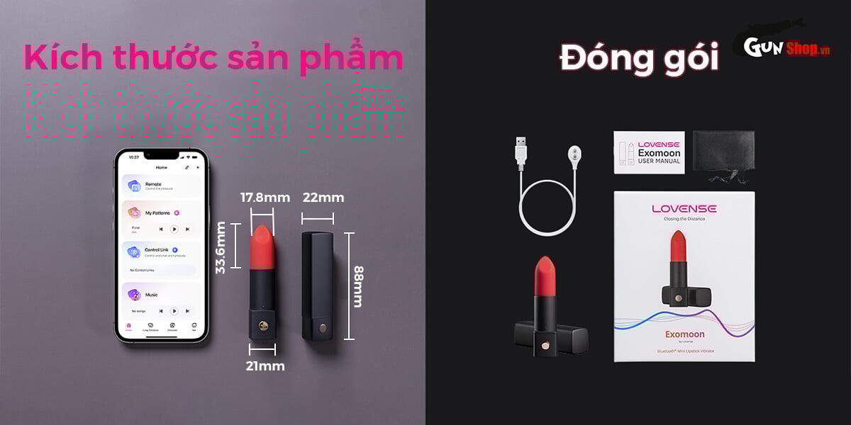Trứng rung Lovense Exomoon mini nhỏ gọn điều khiển app rung mạnh silicon