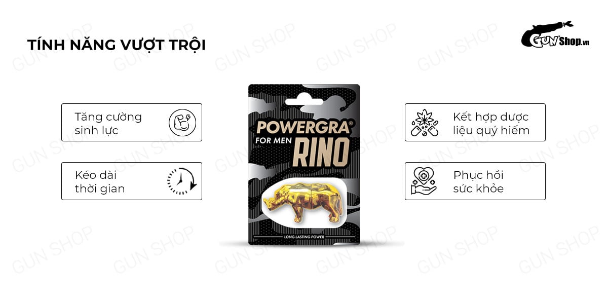 Kho sỉ Viên uống phục hồi sinh lý kéo dài thời gian Powergra For Men Rino - Vỉ 1 viên  tốt nhất