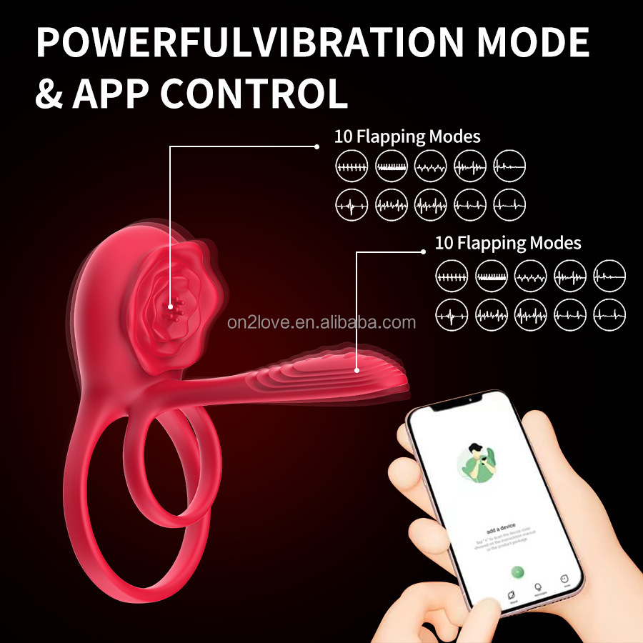 Vòng đeo dương vật rung 10 chế độ điều khiển App silicone
